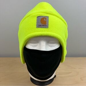 Carhartt Winter Beanie Hat Safety Yellow Fleece 2in1 Face Mask Patch Logo OSFA